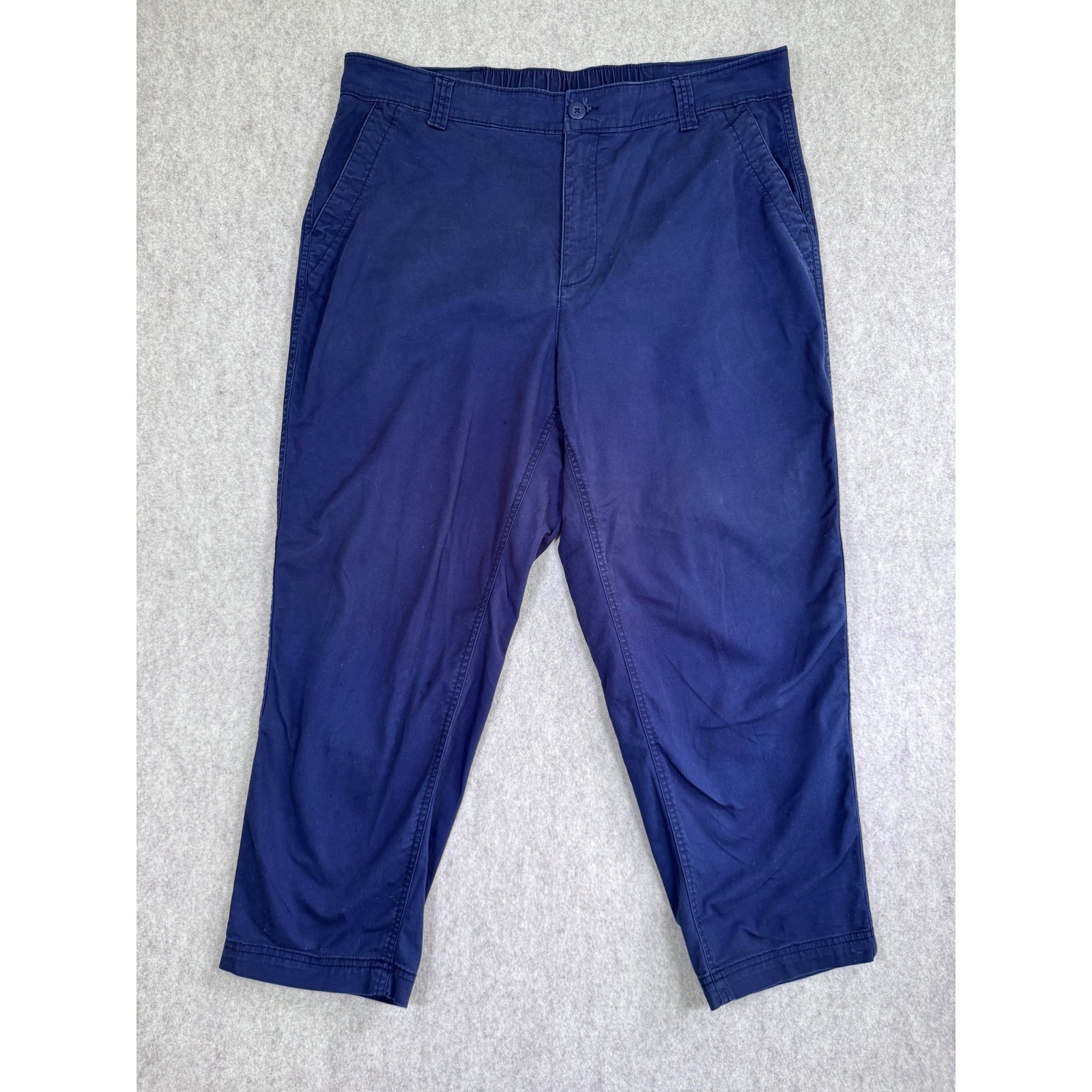 Old Navy High-Rise Og Chino Pants Womens Xl Navy Blue Cropped Elastic Waistband